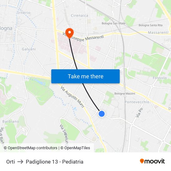 Orti to Padiglione 13 - Pediatria map