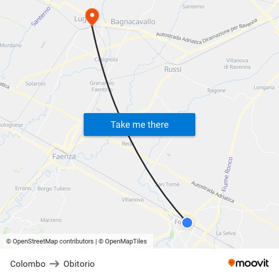 Colombo to Obitorio map