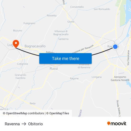 Ravenna to Obitorio map