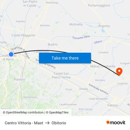 Centro Vittoria - Mast to Obitorio map