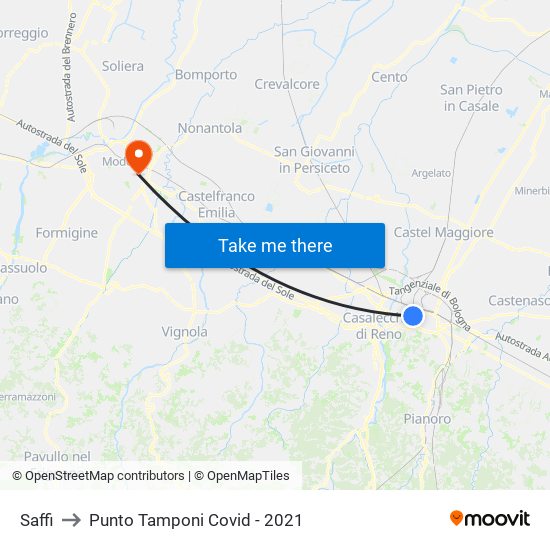 Saffi to Punto Tamponi Covid - 2021 map