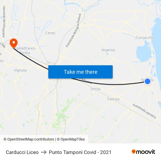 Carducci Liceo to Punto Tamponi Covid - 2021 map