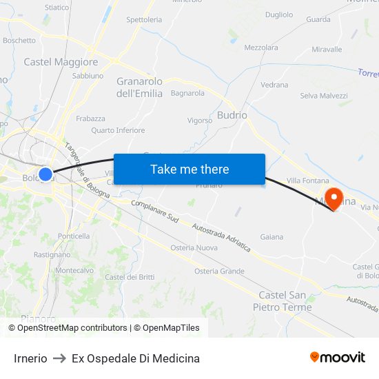 Irnerio to Ex Ospedale Di Medicina map