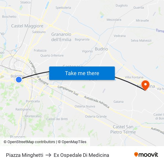 Piazza Minghetti to Ex Ospedale Di Medicina map