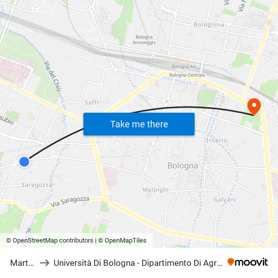 Martini to Università Di Bologna - Dipartimento Di Agraria map