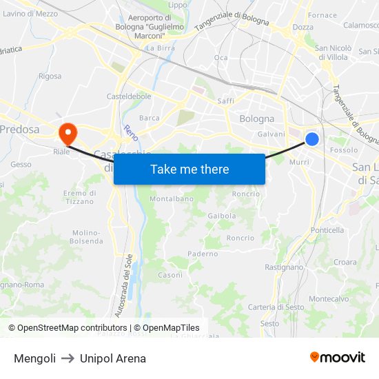 Mengoli to Unipol Arena map