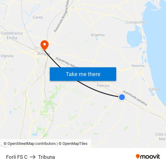 Forli FS C to Tribuna map