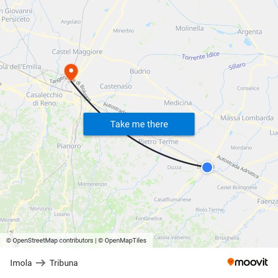 Imola to Tribuna map