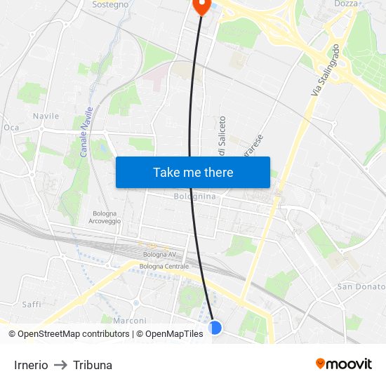 Irnerio to Tribuna map