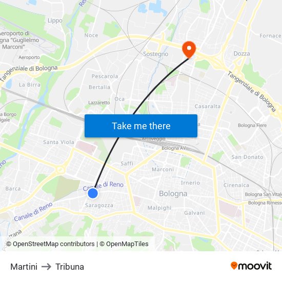 Martini to Tribuna map