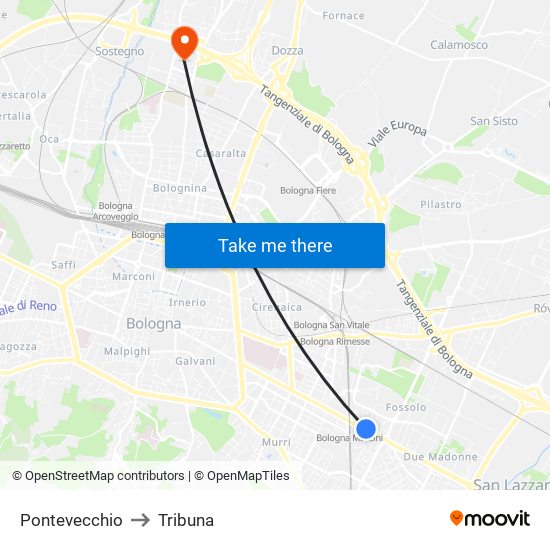 Pontevecchio to Tribuna map