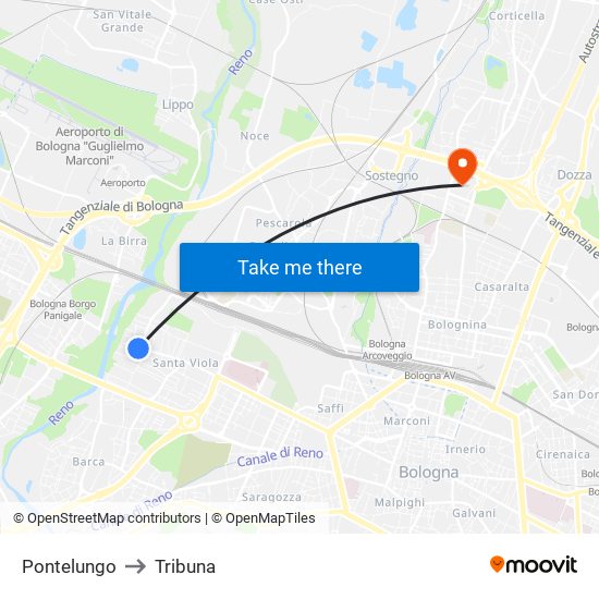 Pontelungo to Tribuna map