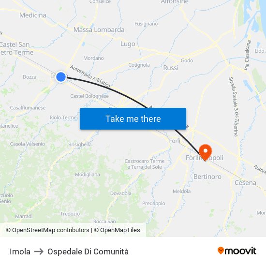 Imola to Ospedale Di Comunità map