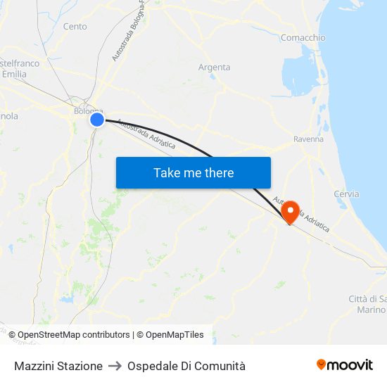 Mazzini Stazione to Ospedale Di Comunità map