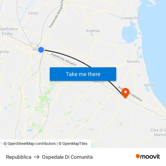 Repubblica to Ospedale Di Comunità map
