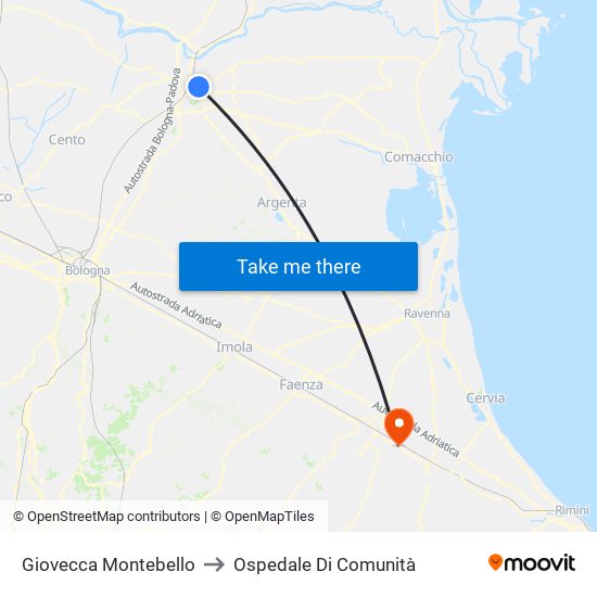 Giovecca Montebello to Ospedale Di Comunità map