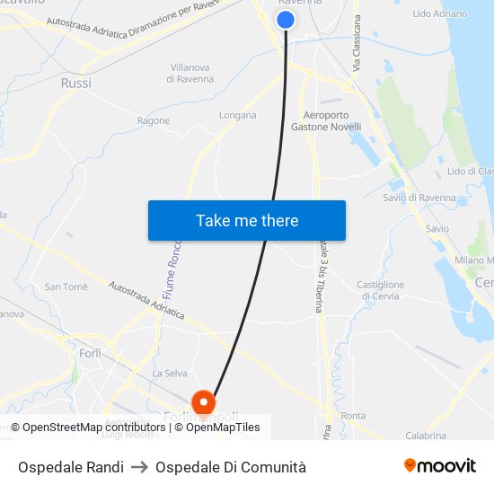 Ospedale Randi to Ospedale Di Comunità map