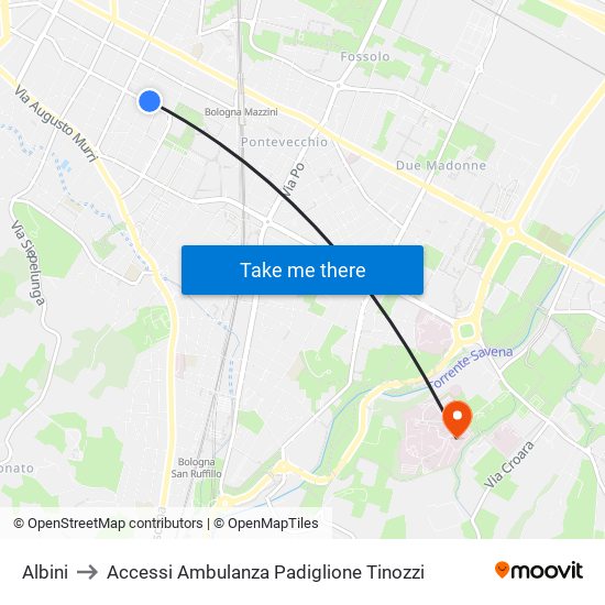 Albini to Accessi Ambulanza Padiglione Tinozzi map