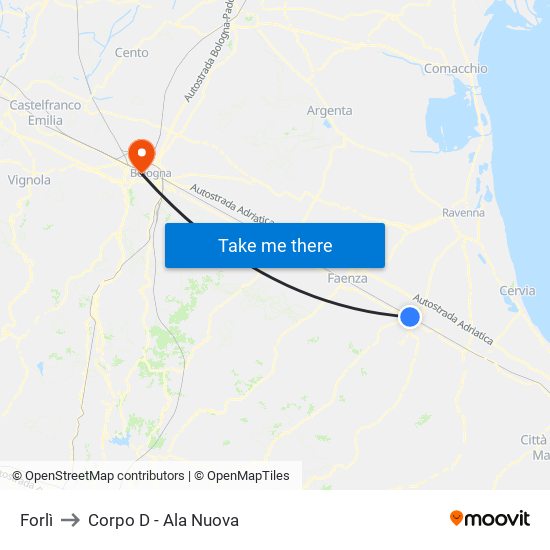 Forlì to Corpo D - Ala Nuova map