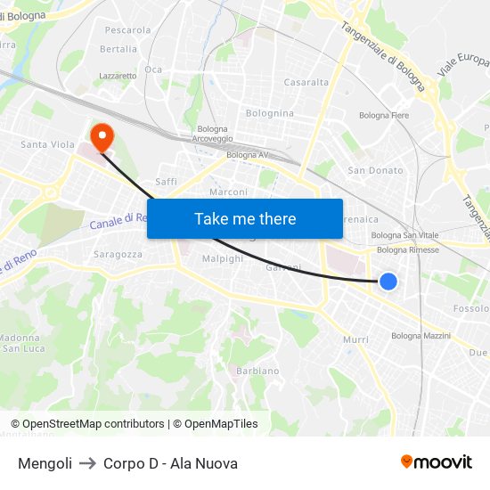 Mengoli to Corpo D - Ala Nuova map