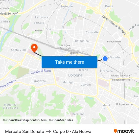Mercato San Donato to Corpo D - Ala Nuova map