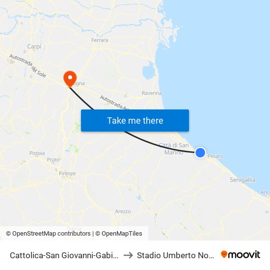 Cattolica-San Giovanni-Gabicce to Stadio Umberto Nobile map