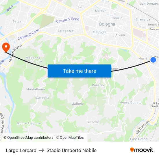 Largo Lercaro to Stadio Umberto Nobile map