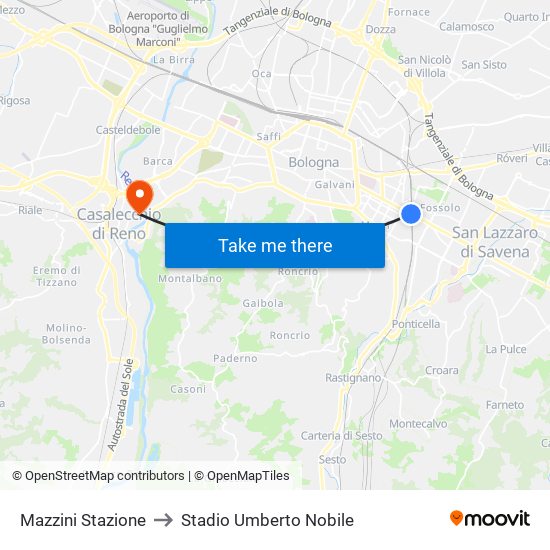 Mazzini Stazione to Stadio Umberto Nobile map