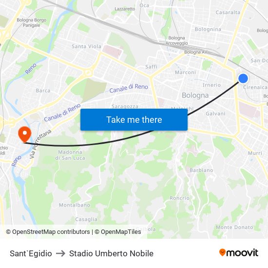 Sant`Egidio to Stadio Umberto Nobile map