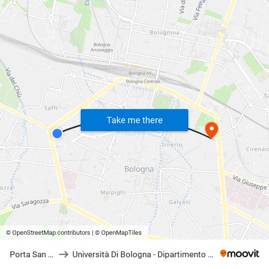 Porta San Felice to Università Di Bologna - Dipartimento Di Mineralogia map