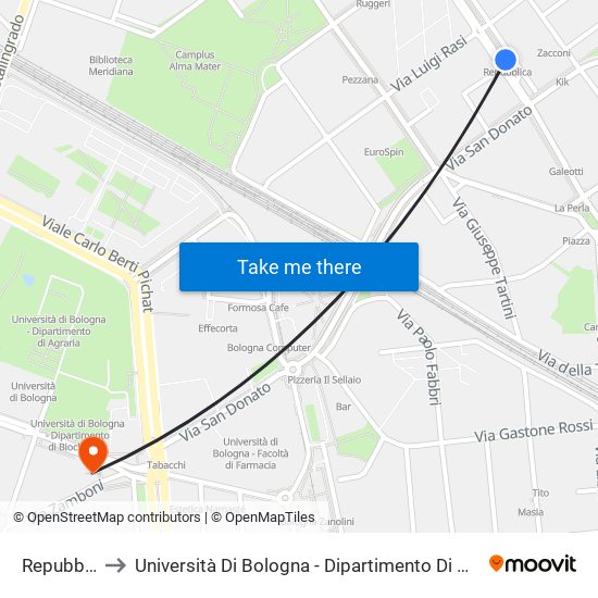 Repubblica to Università Di Bologna - Dipartimento Di Mineralogia map