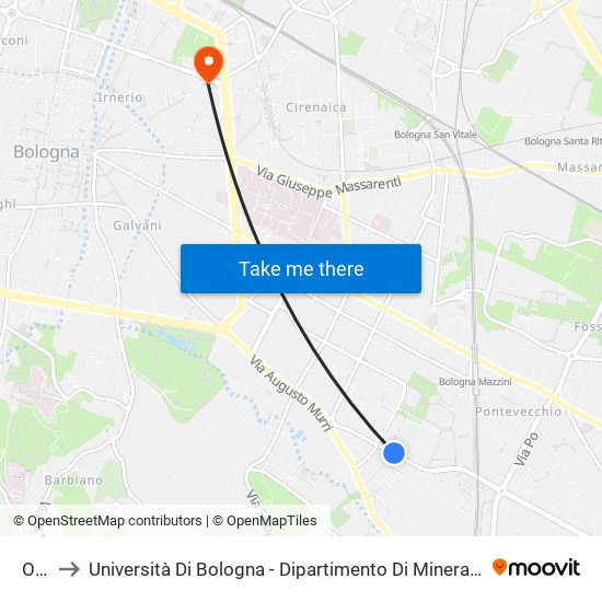 Orti to Università Di Bologna - Dipartimento Di Mineralogia map