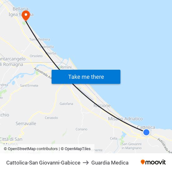 Cattolica-San Giovanni-Gabicce to Guardia Medica map