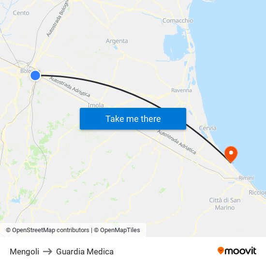 Mengoli to Guardia Medica map