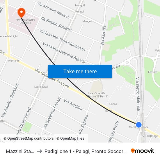 Mazzini Stazione to Padiglione 1 - Palagi, Pronto Soccorso Oculistico map