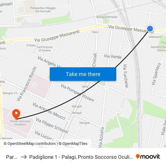 Parco to Padiglione 1 - Palagi, Pronto Soccorso Oculistico map