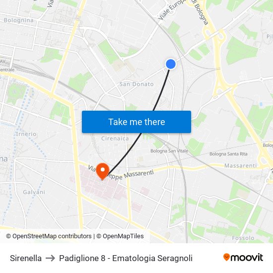 Sirenella to Padiglione 8 - Ematologia Seragnoli map