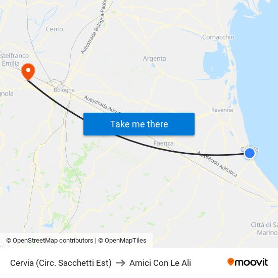 Cervia (Circ. Sacchetti Est) to Amici Con Le Ali map