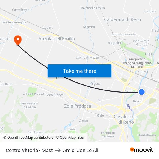 Centro Vittoria - Mast to Amici Con Le Ali map