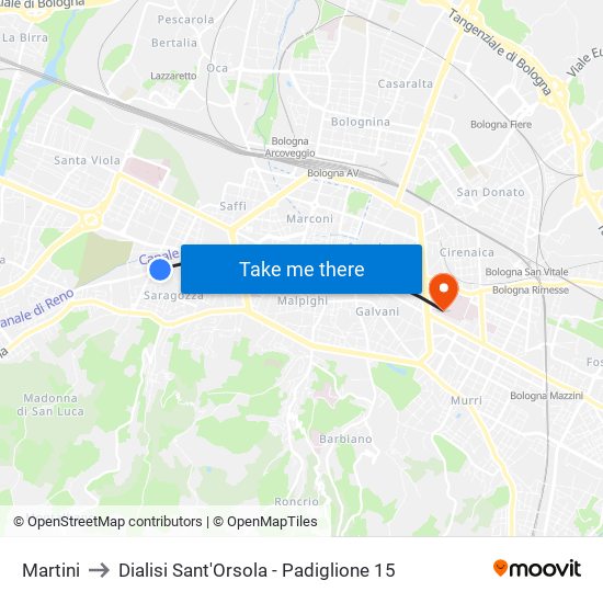 Martini to Dialisi Sant'Orsola - Padiglione 15 map