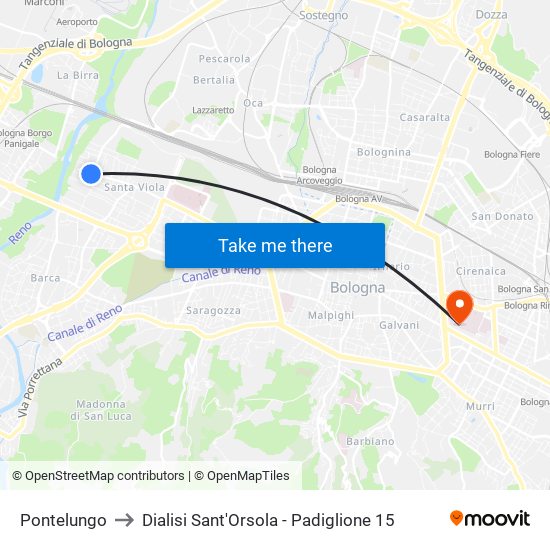 Pontelungo to Dialisi Sant'Orsola - Padiglione 15 map