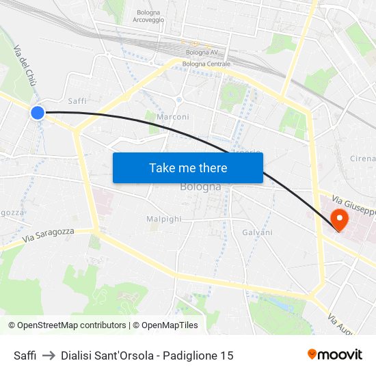 Saffi to Dialisi Sant'Orsola - Padiglione 15 map