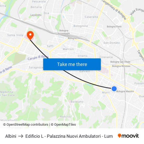 Albini to Edificio L - Palazzina Nuovi Ambulatori - Lum map