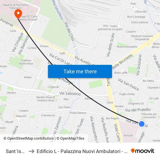 Sant`Isaia to Edificio L - Palazzina Nuovi Ambulatori - Lum map