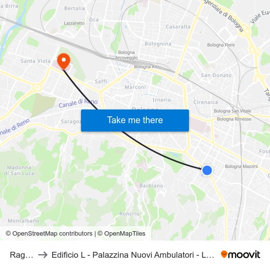 Ragno to Edificio L - Palazzina Nuovi Ambulatori - Lum map