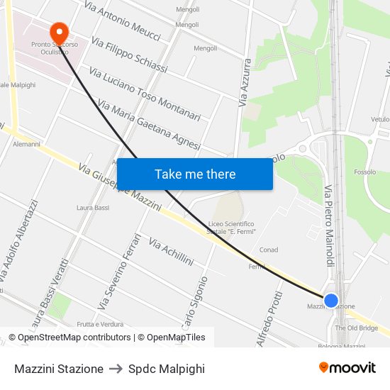 Mazzini Stazione to Spdc Malpighi map