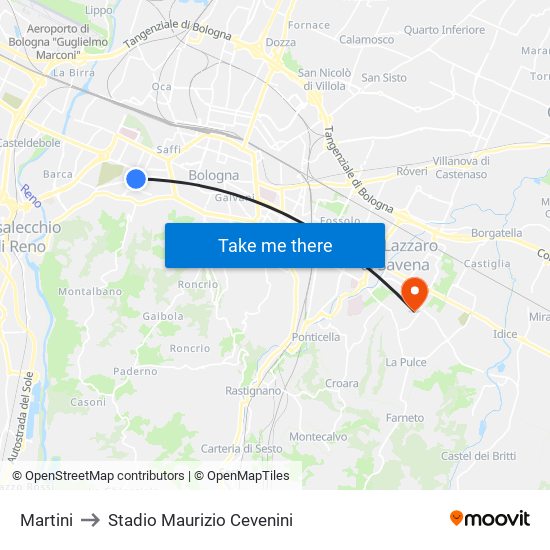 Martini to Stadio Maurizio Cevenini map