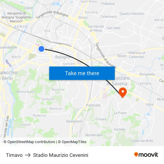 Timavo to Stadio Maurizio Cevenini map