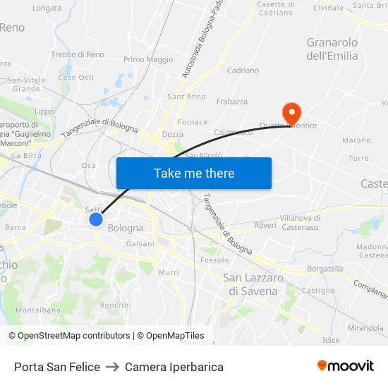 Porta San Felice to Camera Iperbarica map