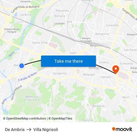 De Ambris to Villa Nigrisoli map
